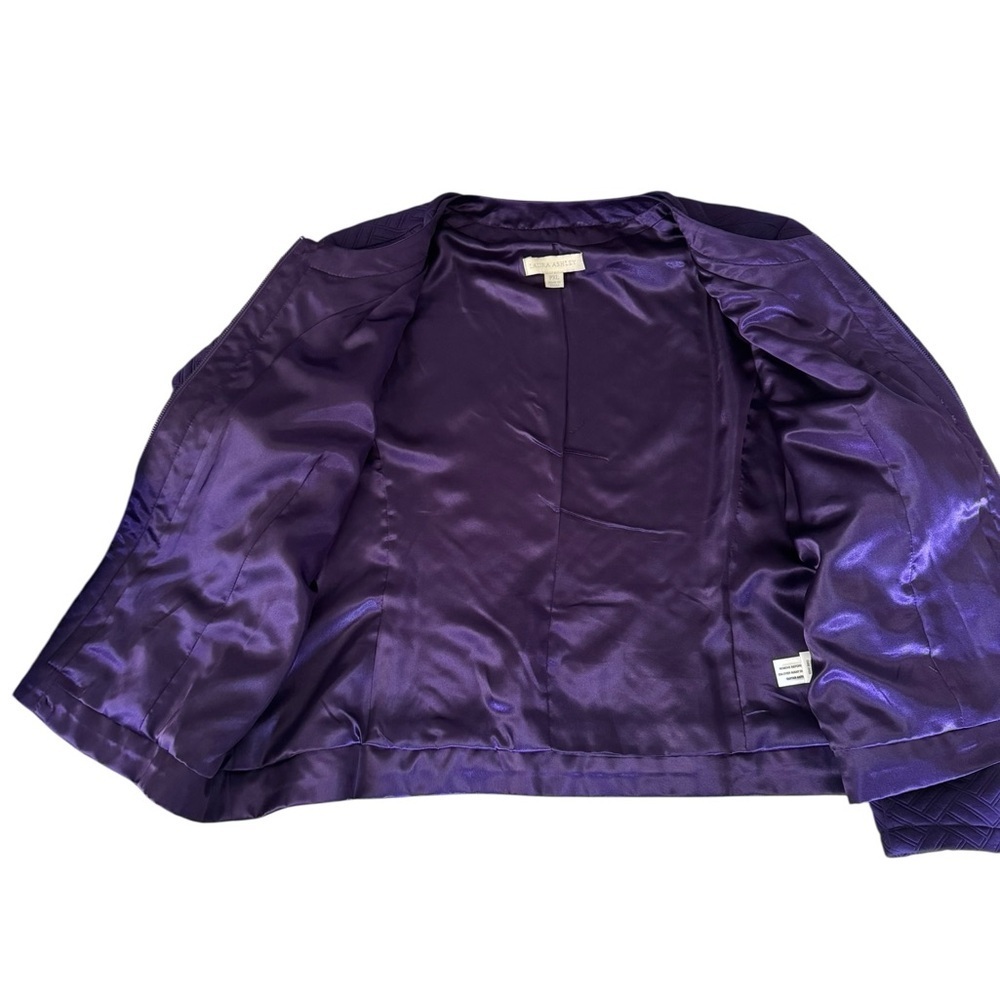 Laura Ashley Purple Quilted Zip Front Jacket Women’s PXL Geometric Lined Pockets - Picture 2 of 11